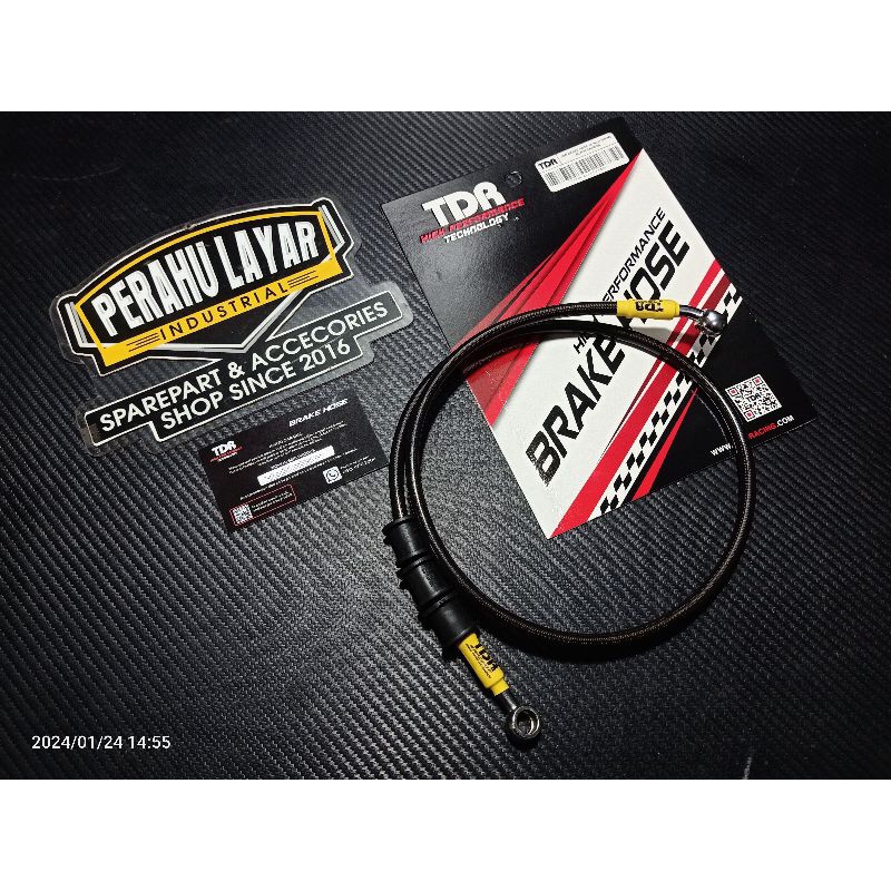 SELANG REM DEPAN BELAKANG TDR HITAM BLACK 89CM /35 INCH / SELANG REM DEPAN PANJANG TDR 89 CM KARBON 