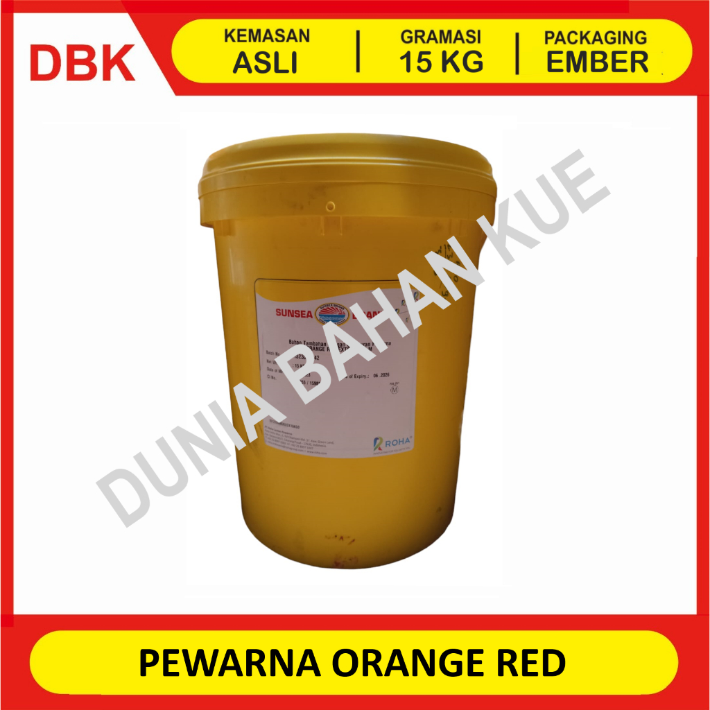 

PEWARNA ORANGE RED - 1 PAIL 15 KG / PEWARNA MAKANAN FOOD GRADE