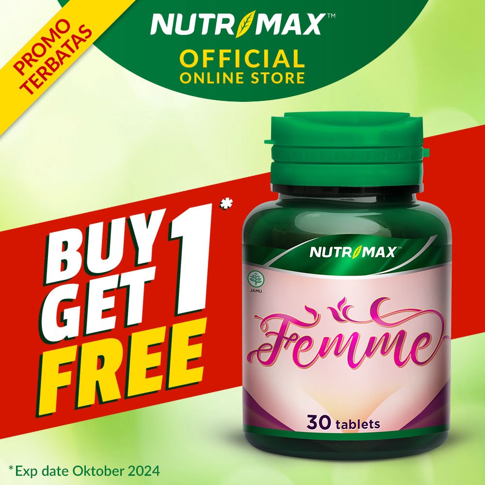 Nutrimax Femme Phytoestrogen Kesehatan Payudara Wanita Keseimbangan Hormon Alami Menormalkan Siklus Menstruasi-BUY 1 GET 1 ISI 30