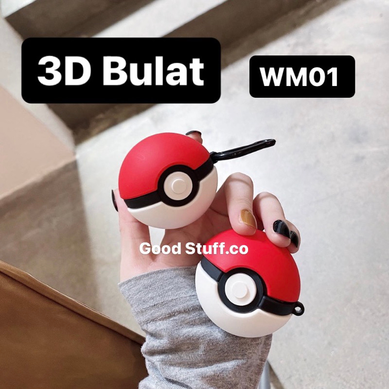 READY casing 3D case BASEUS ENCOK WM01 tws pokemon pikachu pokeball casing bluetooth earphone headse
