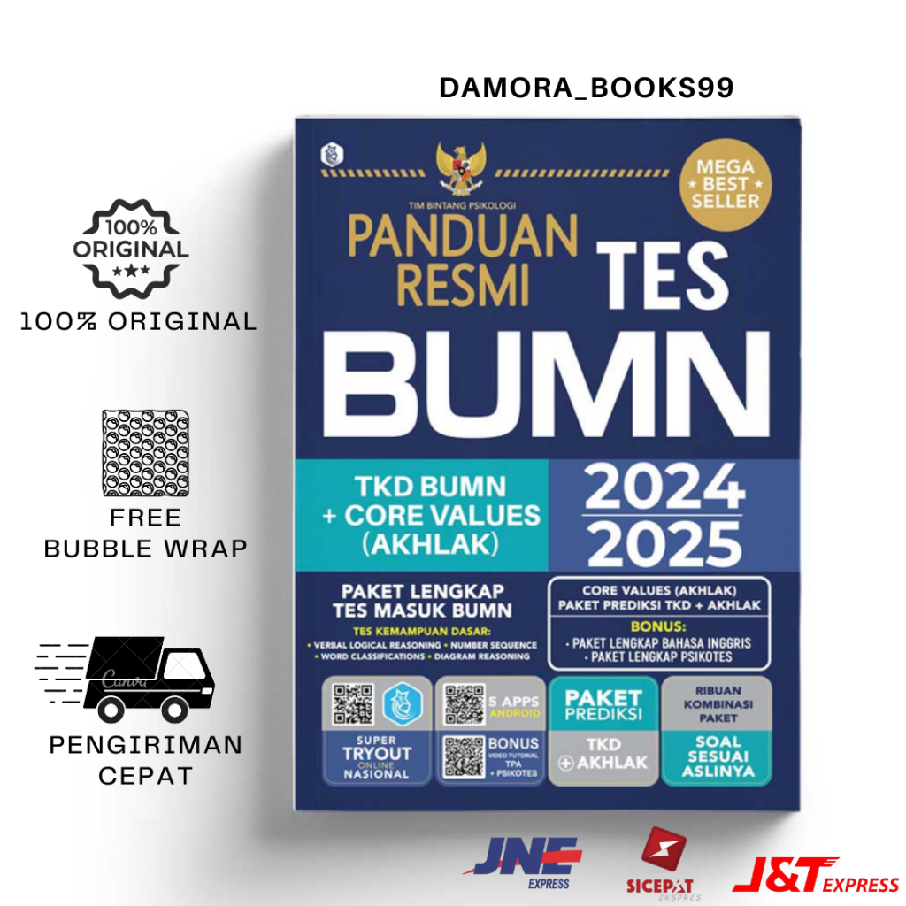 Buku Ujian Panduan Resmi Tes BUMN 2024/2025 TKD BUMN + CORE VALUE (AKHLAK) PAKET LENGKAP TES MASUK B
