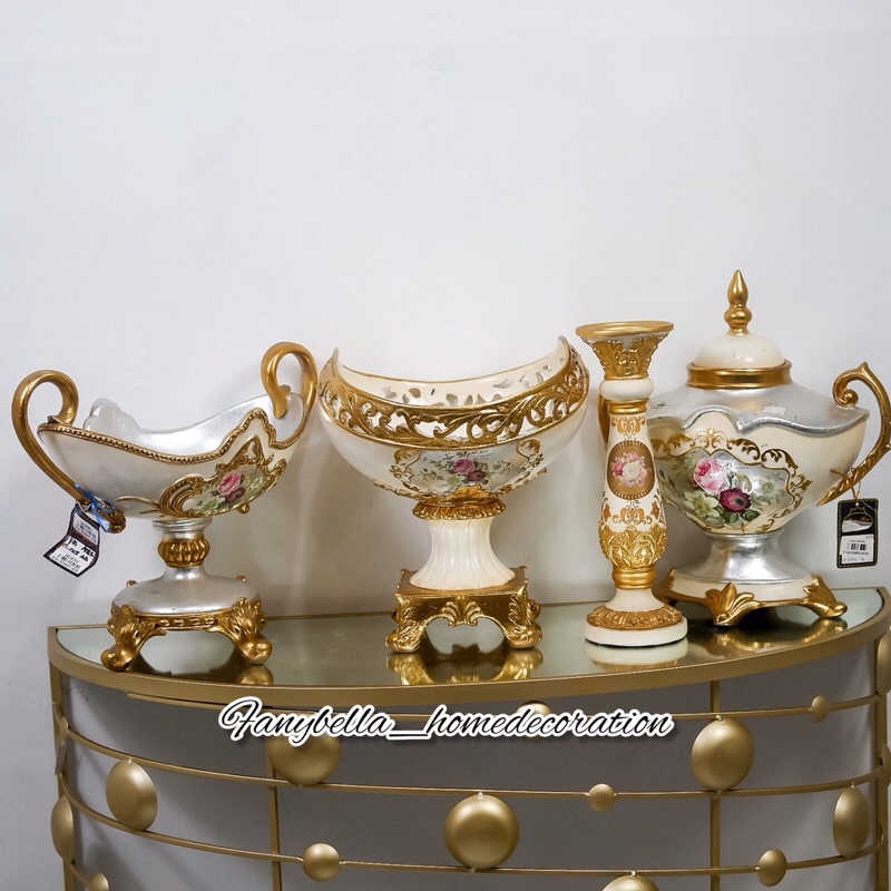 Pajanga Keramik Meja Guci Vas Bunga Keramik Emas Gold Mewah Import Dekorasi Hiasan Percantik Rumah