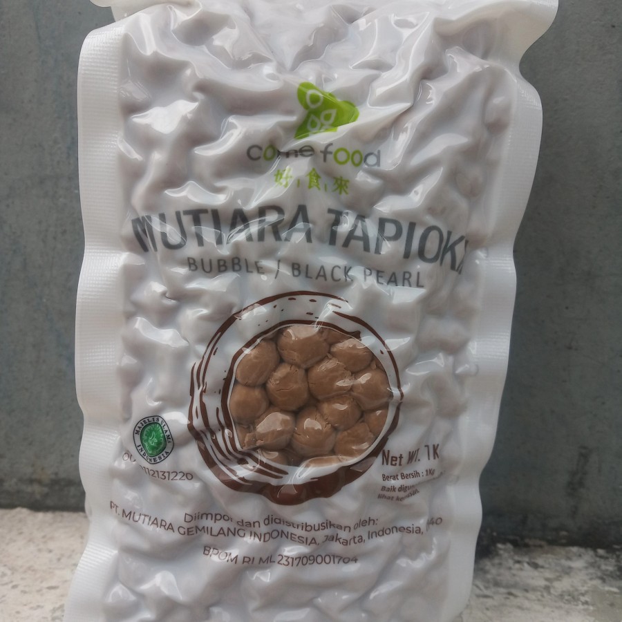 

come food mutiara tapioka bubble black pearl 1 kg boba bobba premium halal