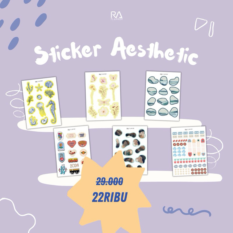 

Sticker Aesthetic Lucu Isi 6 Lembar