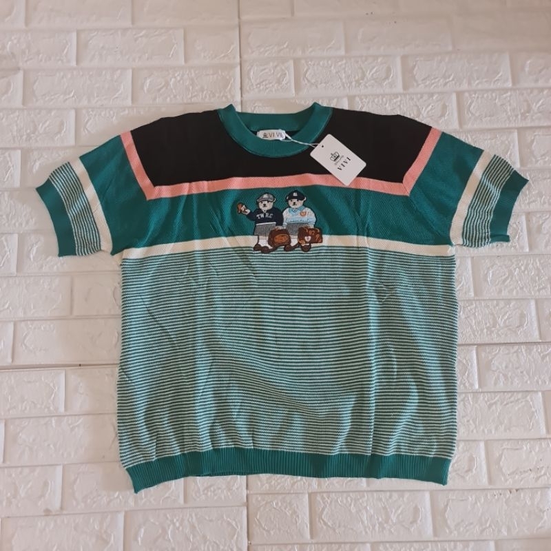 Kaos/Atasan Oversize wanita import Bangkok Vivi bahan rajut premium-Bear