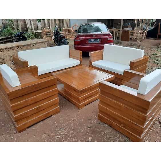 Promo Kursi Tamu Minimalis Box 3211 / Kursi Tamu Minimalis Jati / Set Kursi Tamu Box