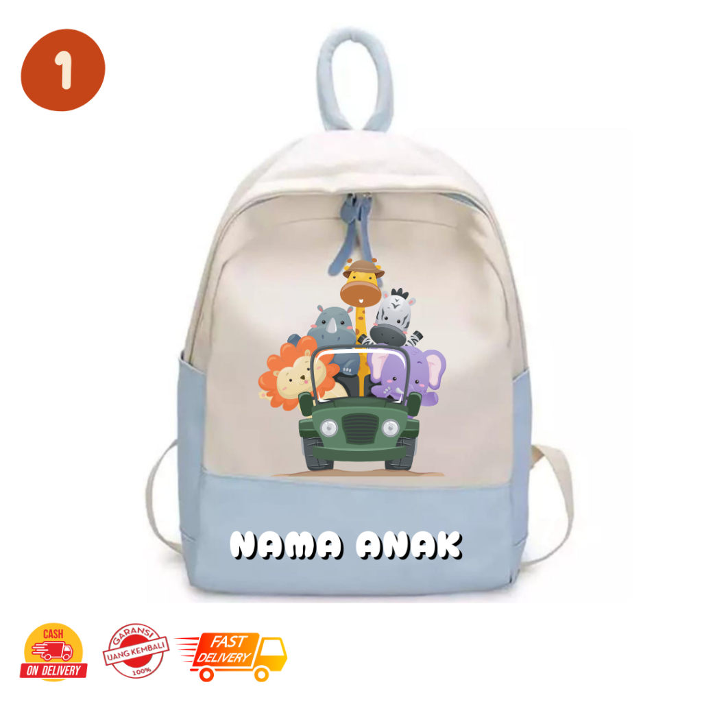 MamacaBagz / Animal Hewan - Tas Ngaji Anak - Tas Anak Muslim - Tas Ransel Custom Anak - Tas Ransel A