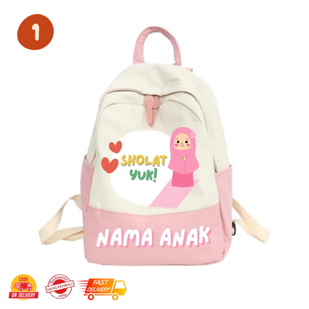 MamacaBagz / Sholat Yuk - Tas Ngaji Anak - Tas Anak Muslim - Tas Ransel Custom Anak - Tas Ransel Ana