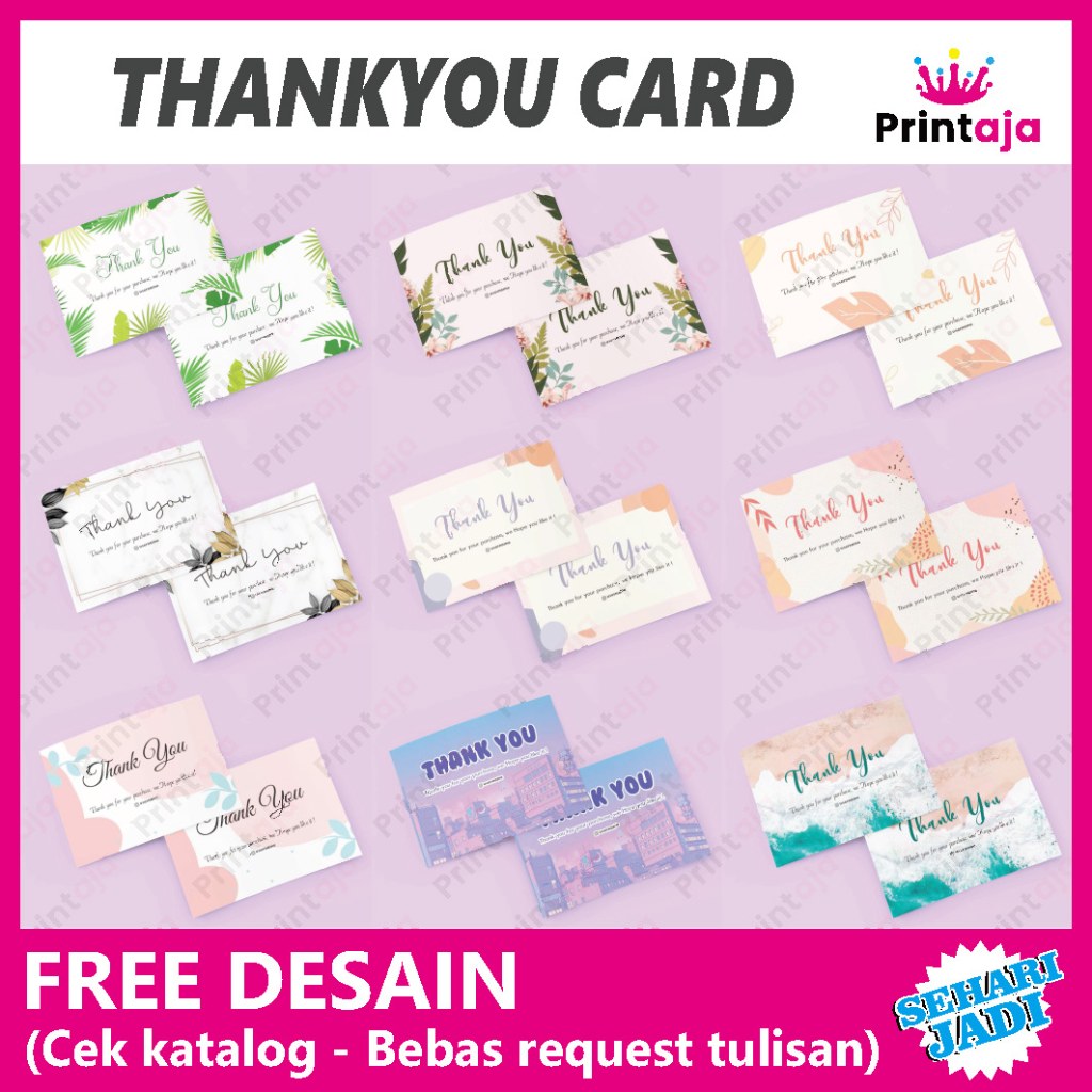 (FREE DESAIN) Thank You Card Kartu Ucapan Online Shop Custom | Thanks Card | Kartu ucapan custom | T