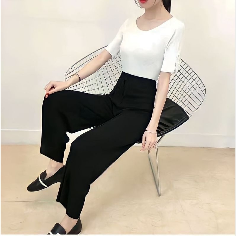 Celana pants kulot rajut wanita import