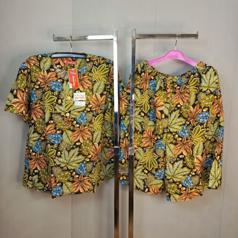 Setelan Batik Kencana Ungu Kulot Super Jumbo Maxi L4 Ld140