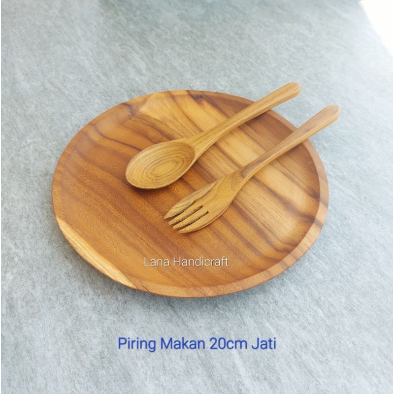 piring kayu jati/piring makan kayu jati 20cm/woodeen plate teak