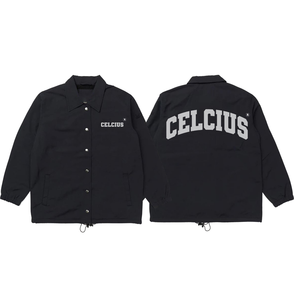 JAKET COACH WINDBREAKER CELCIUS VARSITY PONT CASUAL HITAM PRIA DAN WANITA