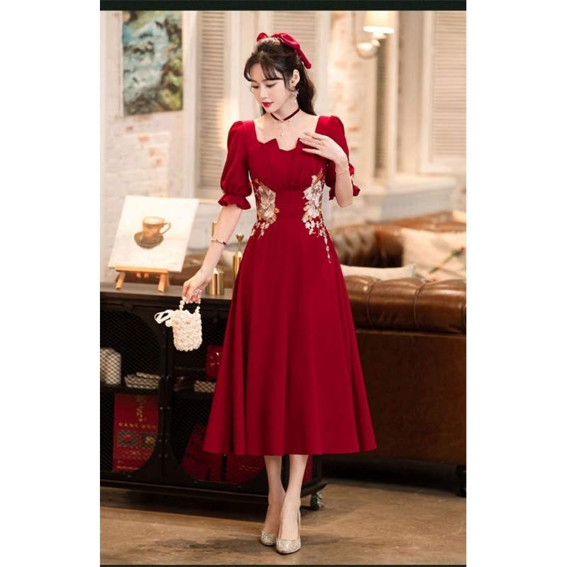 dress merah dress cheongsam wanita bordir dress sanjit wanita import