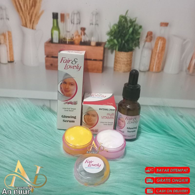 Paket Cream Fair & Lovely Susun Siang dan Malam + Serum Fair Lovely Glowing 20.ml