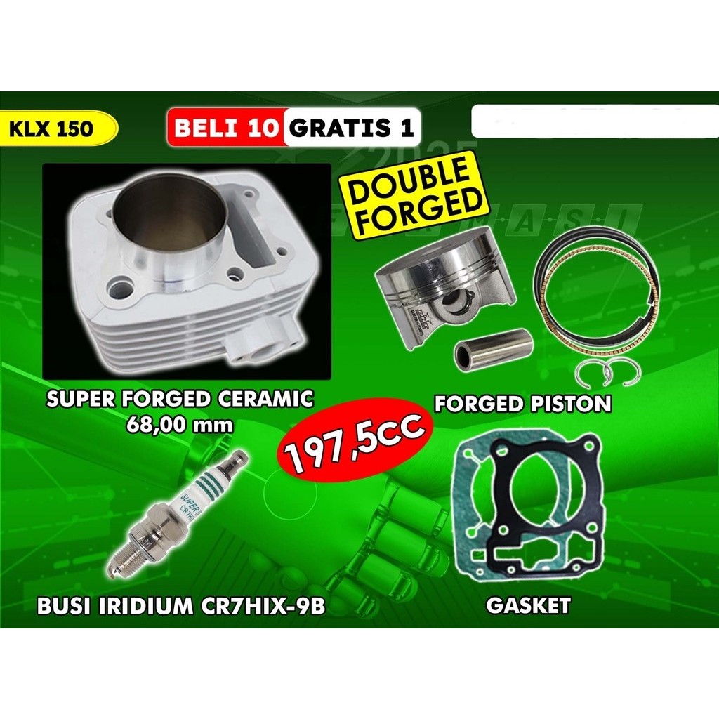PAKET BORE UP BRT BLOK PISTON KLX 1650/KLX 140/DTRACKER 68MM SUPER CERAMIC