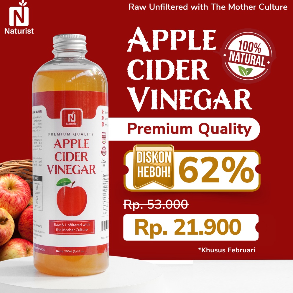 

New Mart idq7Q1c NATURIST CUKA APEL ORGANIK WITH THE MOTHER APPLE CIDER VINEGAR MINUMAN DIET KESAHATAN APPLE VINEGAR 5ML