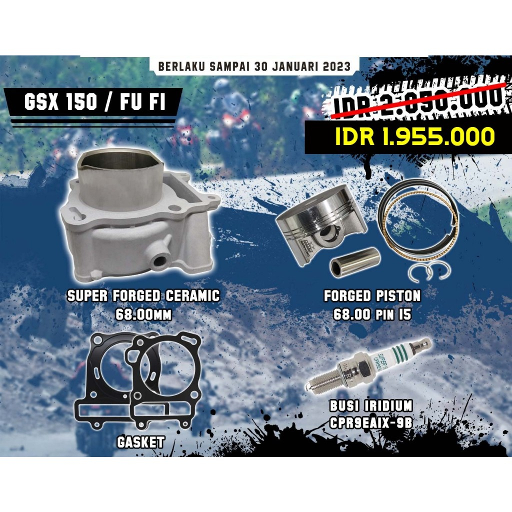 PAKET BORE UP BRT BLOK PISTON SET SUPER CERAMIC SATRIA FU FI / GSX 150 68MM