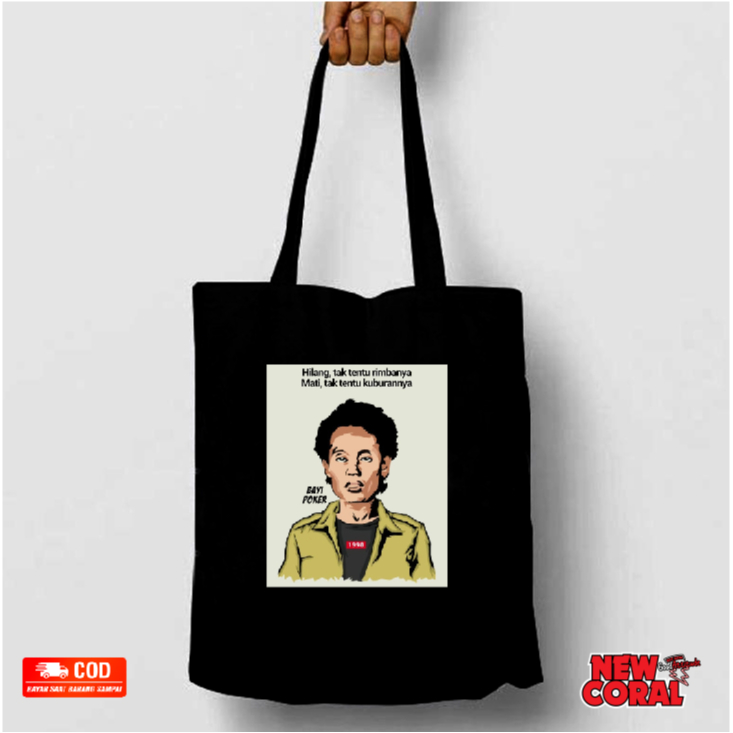 Tas Bahu ToteBag Tokoh Pejuang Bangsa  Bahan Drill Premium Resleting Tali Kain 30 x 40 cm