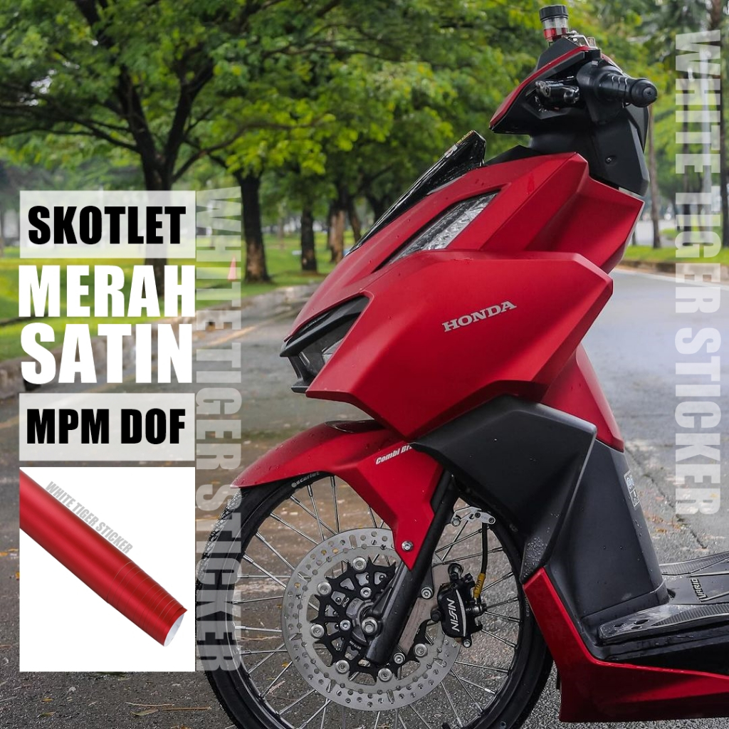 SKOTLET STIKER MOTOR MERAH SATIN DOF SCOTLET RED METALIK CROM DOFF SKOTLET MERAH METALIK DOF SKOTLET