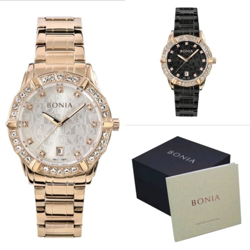 BONIA BNB10651-2037S/2517S Jam tangan Wanita Analog Stainless steel kaca Sapphire original