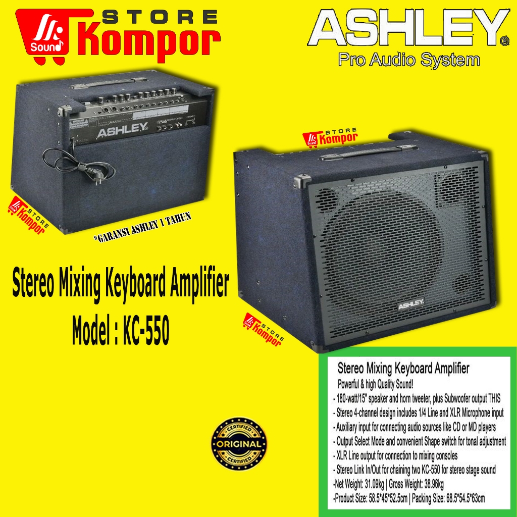 Amplifier Keyboard Ashley KC 550 Original Ampli Keyboard KC550 Stereo Mixing Keyboard Amplifier KC-5