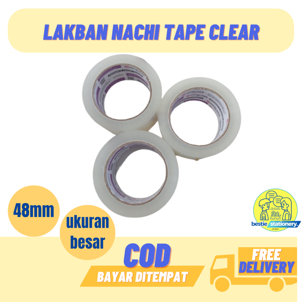 

LAKBAN ISOLASI NACHI TAPE BENING TRANSPARAN 48MM BESAR