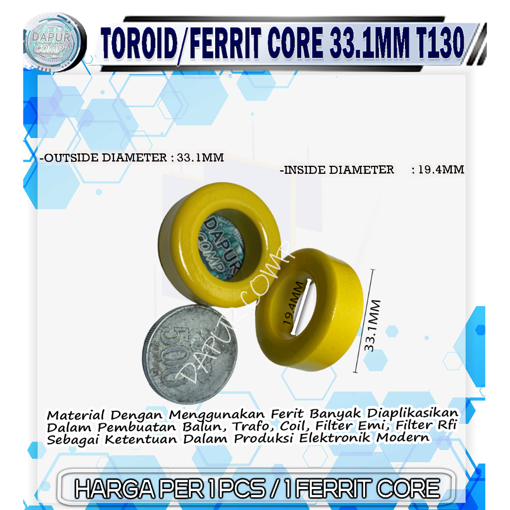 FERRITE CORE 33.1MM T-130 TOROID CORE INDUCTOR/FILTER/NOISE