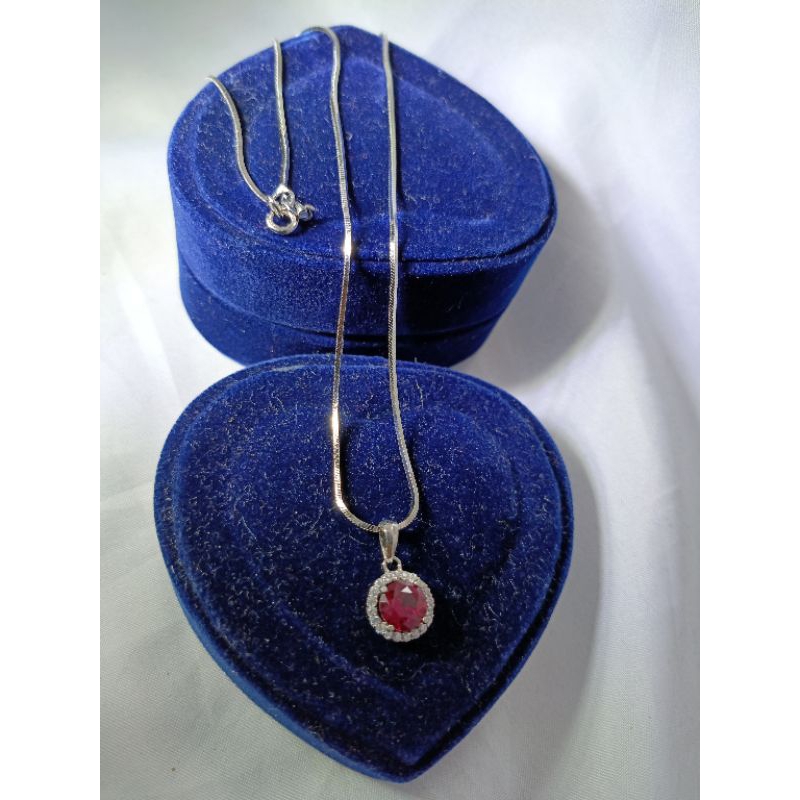 kalung cassandra + liontin bulat mata merah
