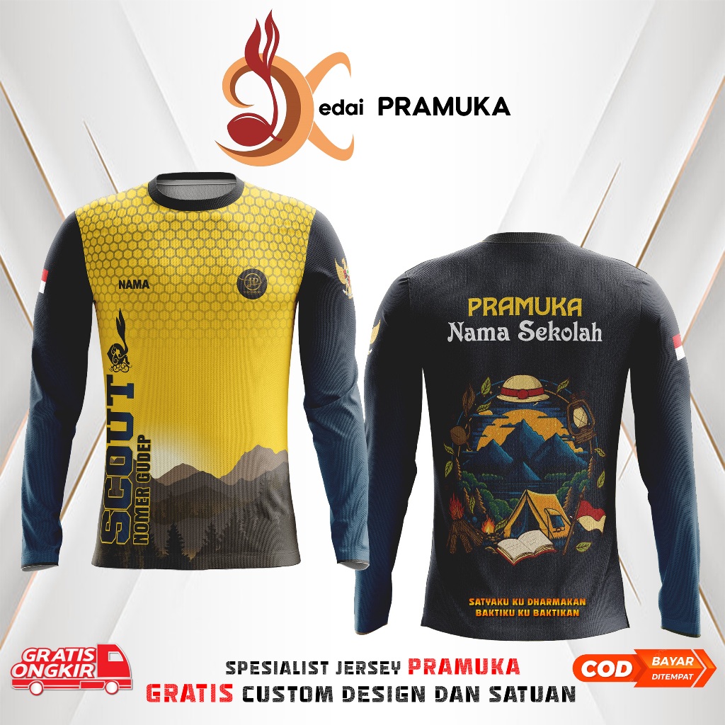 BAJU PRAMUKA CUSTOM GRATIS DESAIN 2024 KEREN