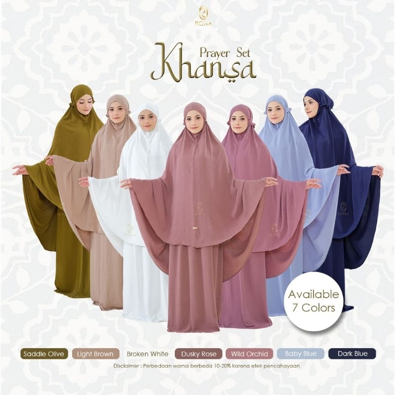 Moslem Ori Alat Sholat Setelan Rukuh Mukena Anti Kusut Crincle Khansa Prayer Set By Rona (Ready Plea
