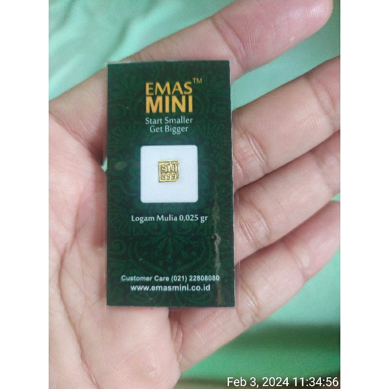 Emas Mini Logam Mulia 0,025 gram MiniGold