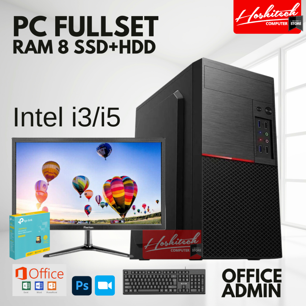 Pc Rakitan i5 i3 Admin Sekolah Ram 8gb Ssd Hdd Monitor Fullset