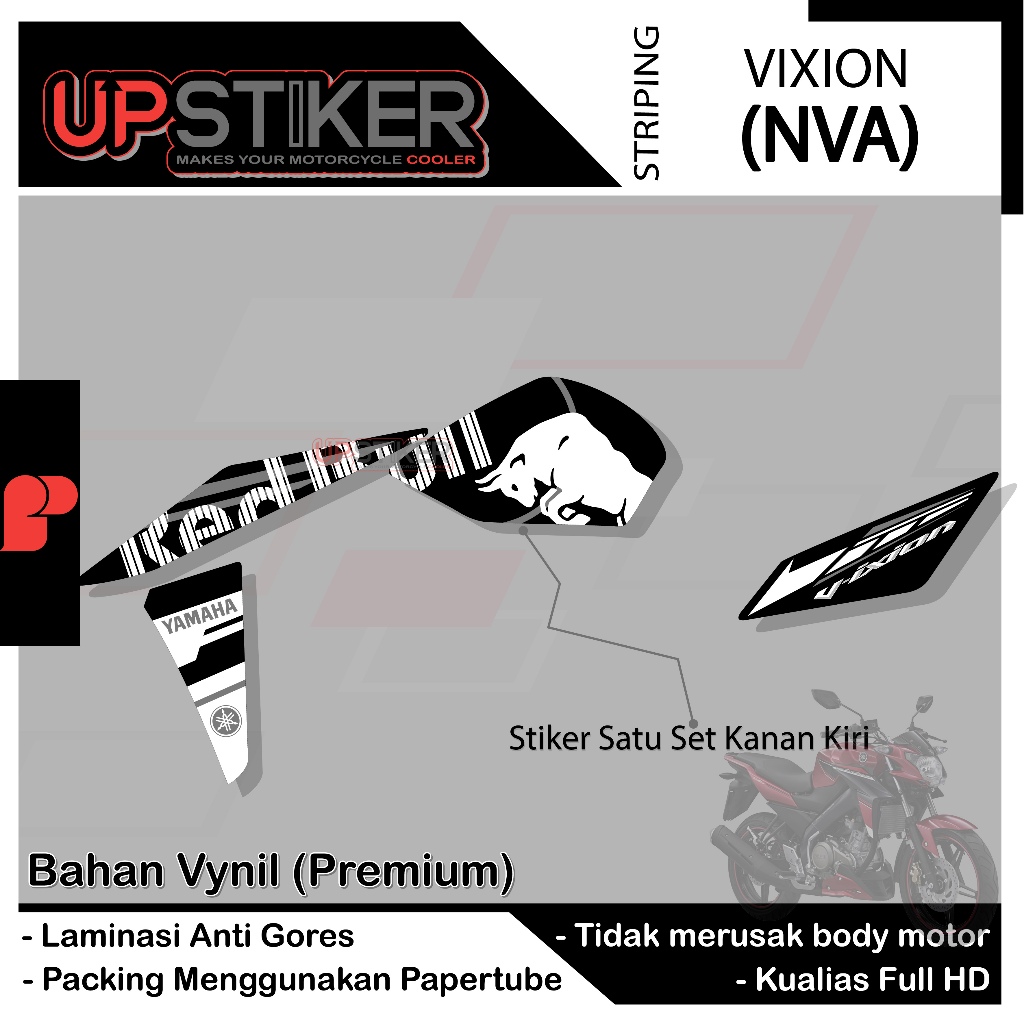 Striping Stiker Semifull Motor Vixion NVA Variasi Redbull