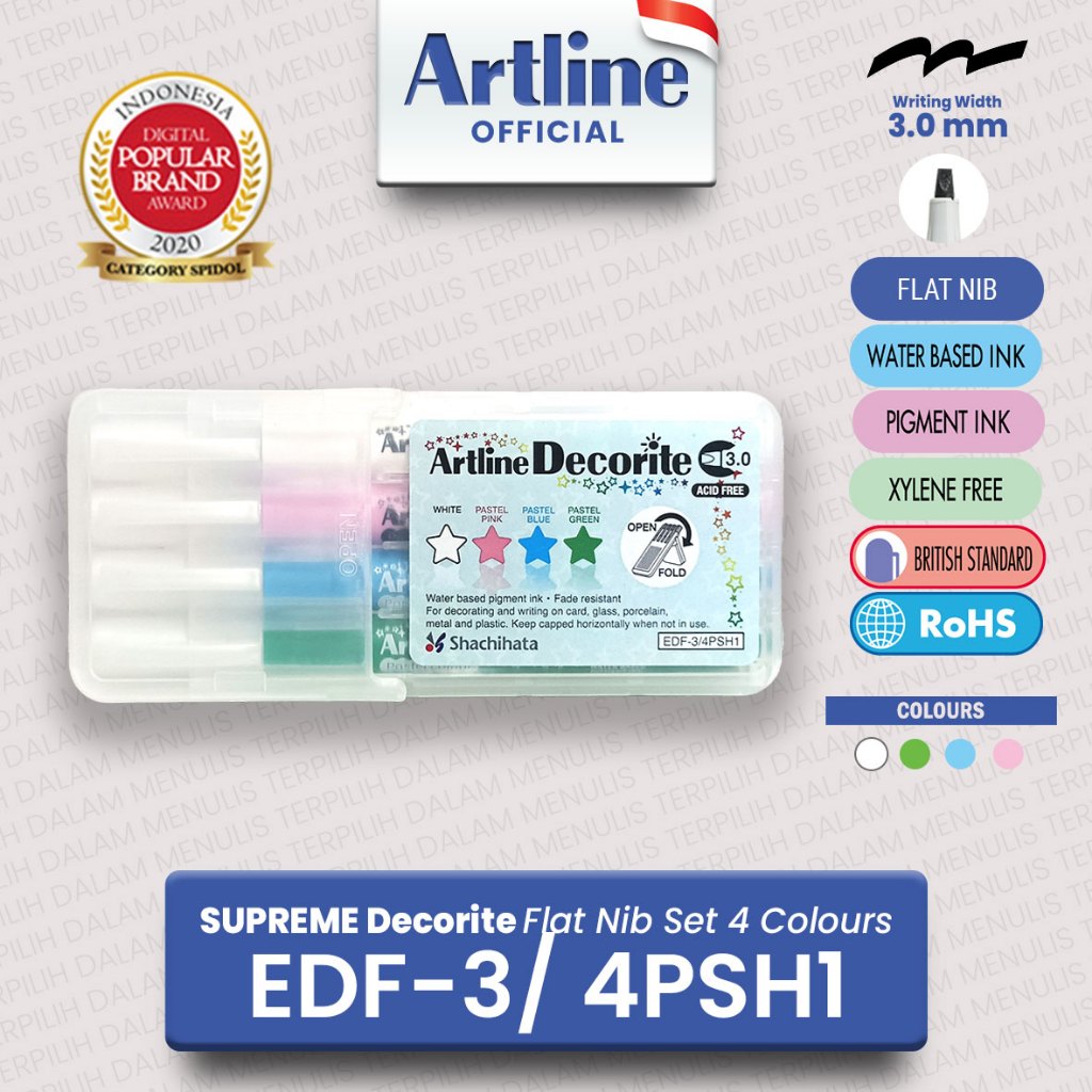 

ARTLINE Spidol Supreme Decorite Flat Nib Marker EDF-3/PSH1
