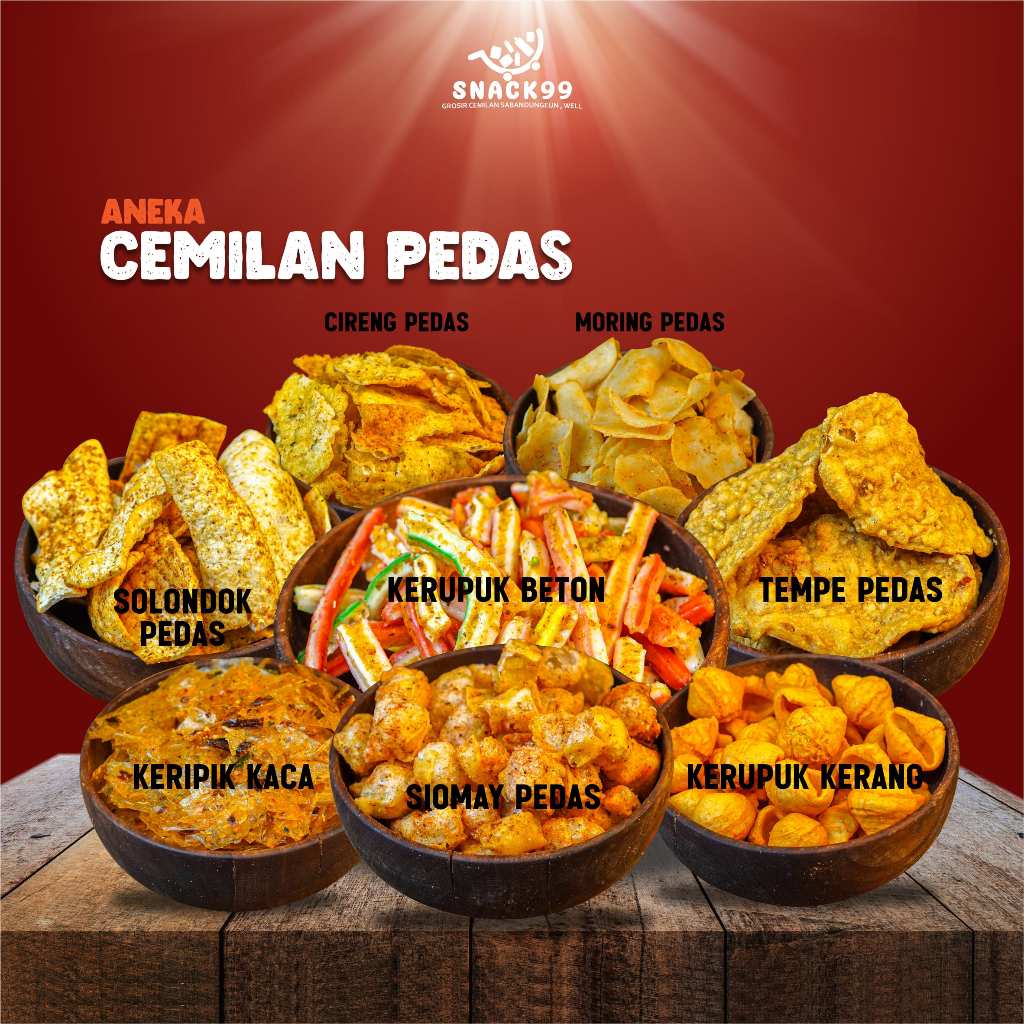 

[ Terlaris Snack 99 Pusat Jajanan Grosir ] Aneka Snack Cemilan Moring Kripca Solondok Pedas Rambo Kerang Siomay Cireng Keripik Tempe Pedas Gurih Cikruh