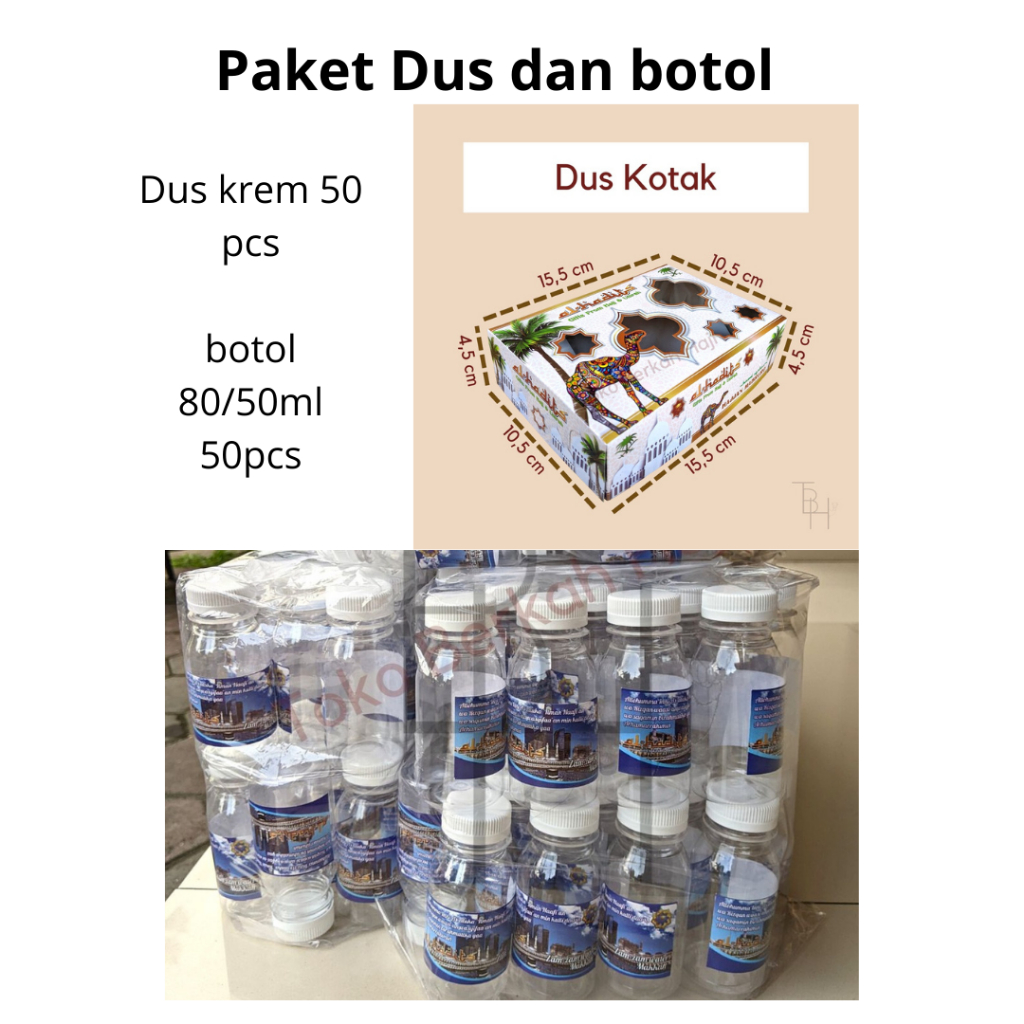 

paket dus oleh oleh haji dan umroh + botol 50pcs