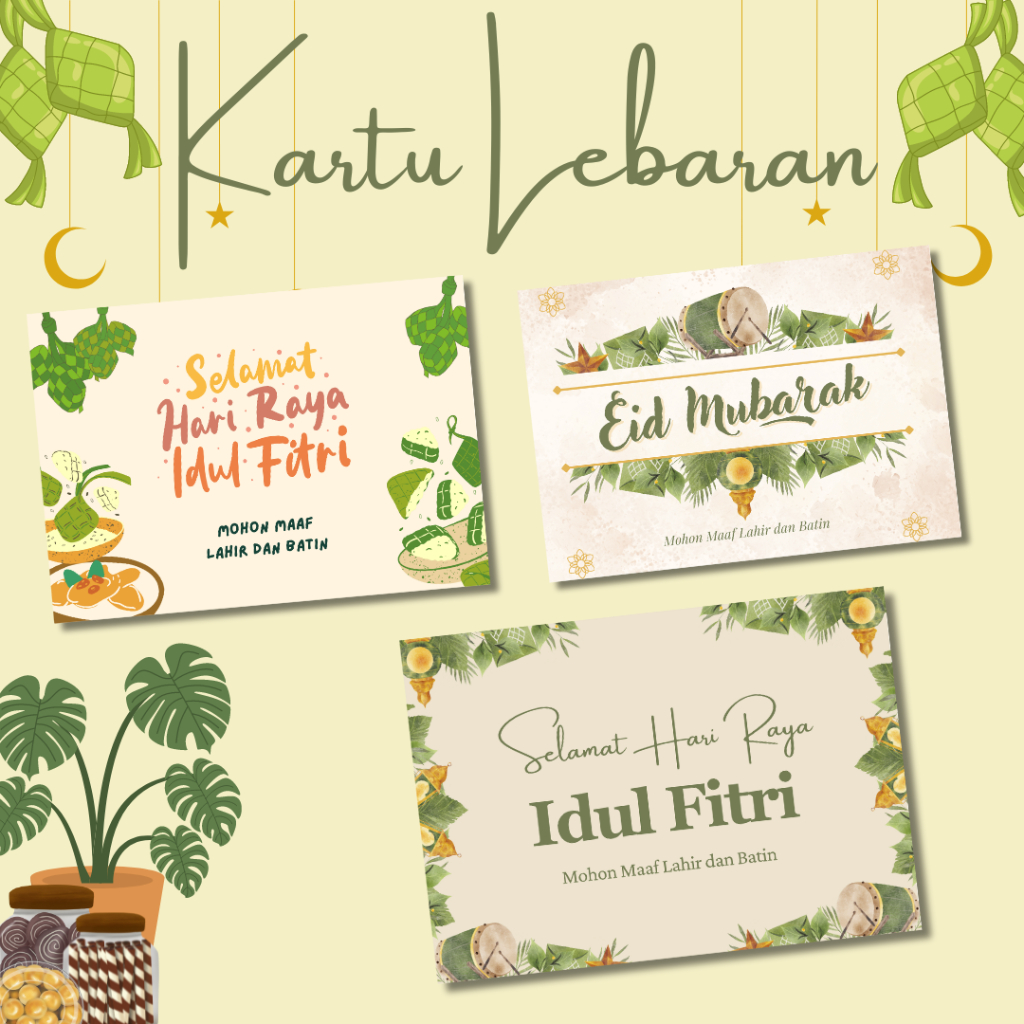 [A6] Kartu Lebaran 2025 Kartu Hampers Idul Fitri Lucu - Kartu Ucapan Lebaran Murah Custom
