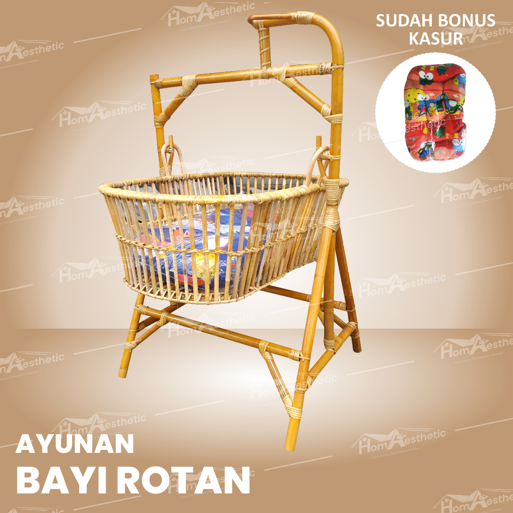 Ayunan Bayi Rotan Bisa di Goyang, Ayunan Anak Baby, Ayunan minimalis untuk Tidur Bayi baru lahir