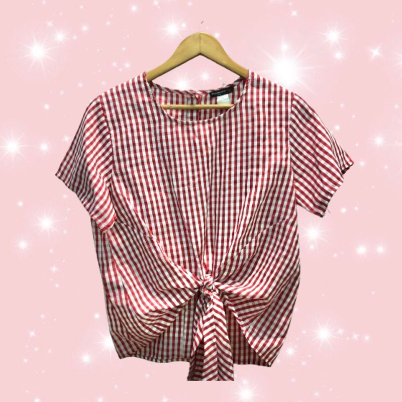 (Preloved) Blouse Kotak-Kotak Merah