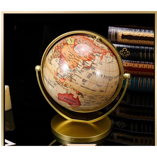20 Cm/18 Cm Emas Peta Dunia Dunia 360 ° Berputar dengan Berdiri Sekolah Geografi Perlengkapan Pendid