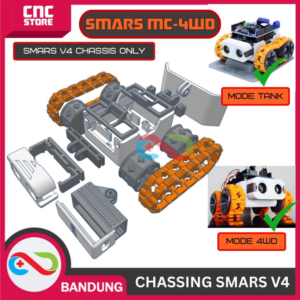SMARS ROBOT V4 SMARS 4WD STEAM SMART ROBOT ARDUINO ROBOT EDUKASI MODULAR Premium