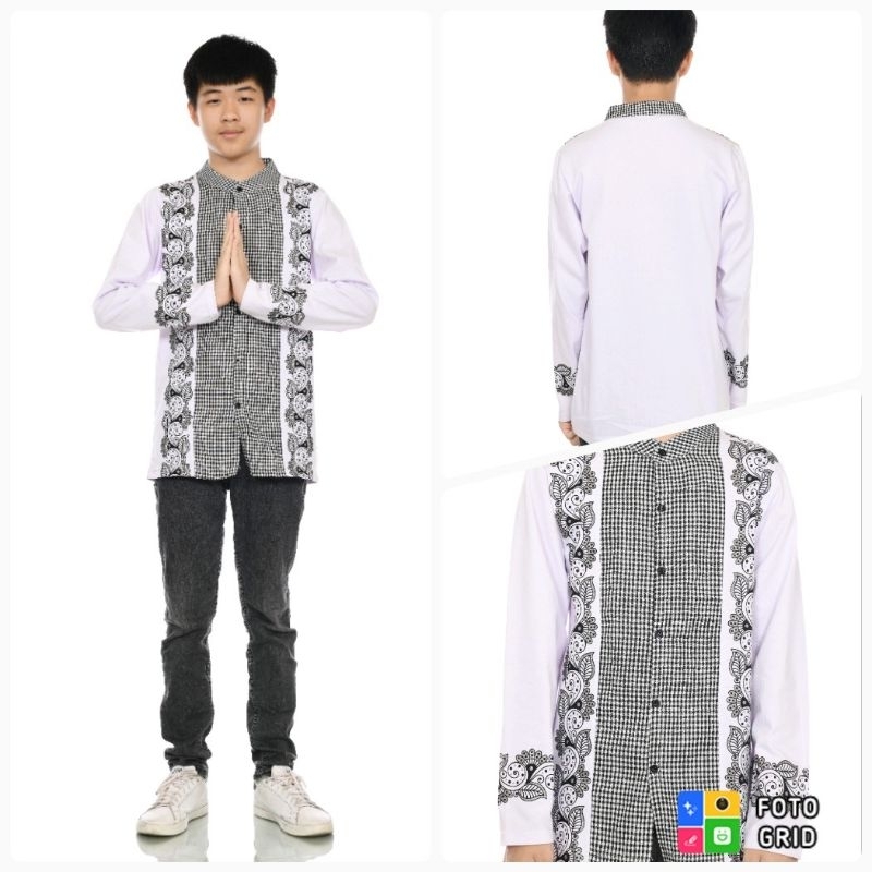Baju Koko Remaja ABG Laki Laki Lengan Panjang Warna Hitam Putih Taqwa Ank Tanggung Muslim Bahan Kaos