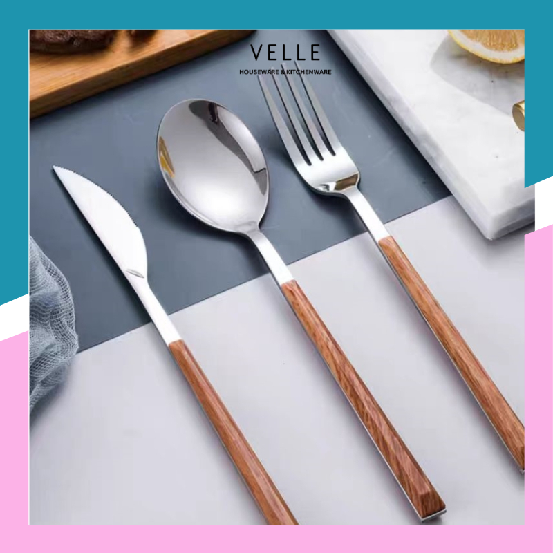 VELLE Sendok Makan Tebal / Sendok Garpu Stainless Steel / Sendok Makan Anti Karat  / Sendok Garpu St