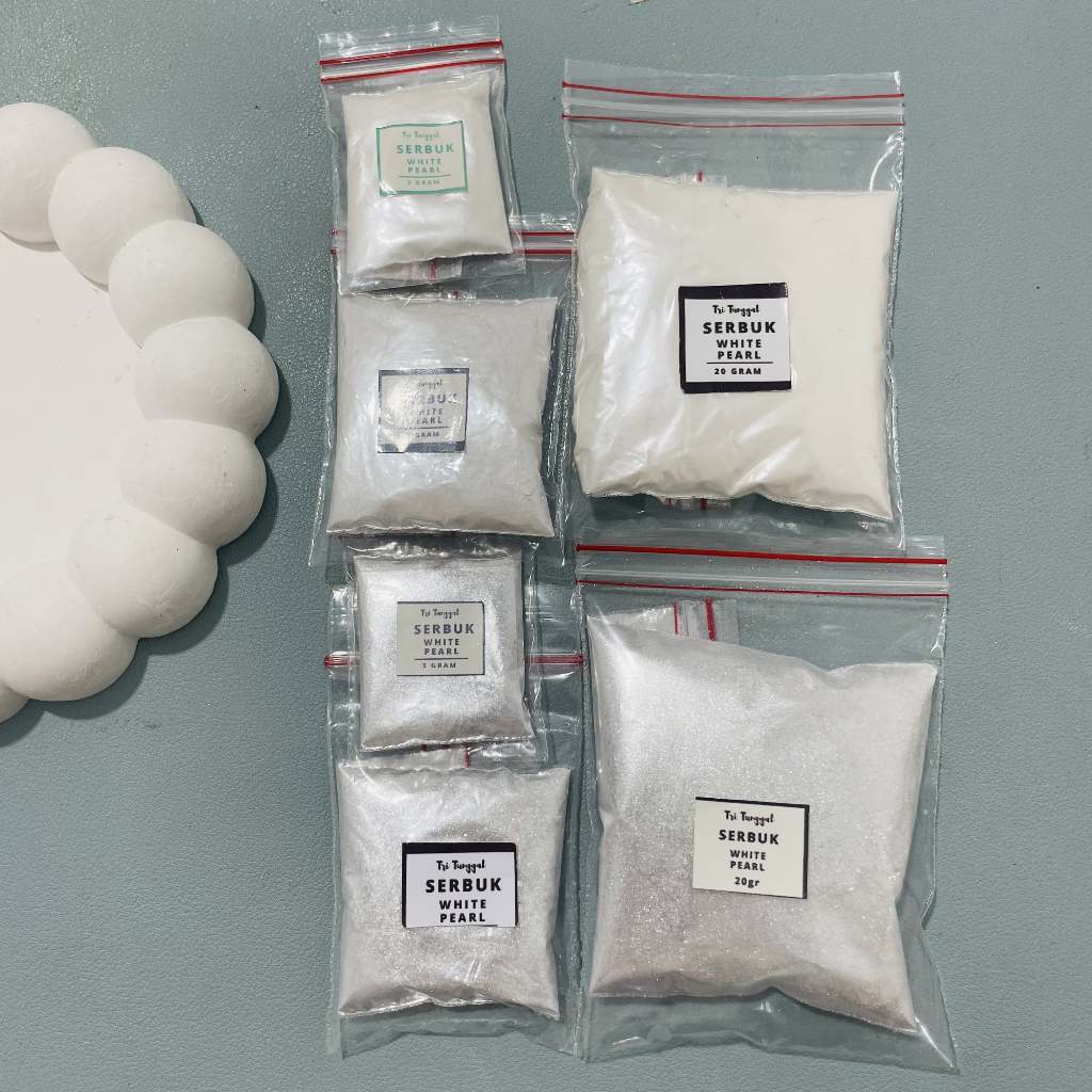 

SERBUK WHITE PEARL 8 GR Glitter Powder Bubuk Padat Padatan Sprinkle Eceran Satuan Sablon Resin Recin DIY Warna Warni Accessories Aksesoris Hias Hiasan Pernak Pernik Art Seni Kerajinan Peralatan Perlengkapan Craft Crafting Kesenian Grosir Prakarya Malang