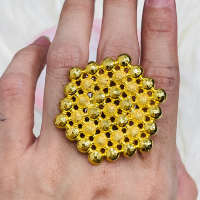 cincin diagonal bola bola uk 14 adjust emas asli kadar 875 & 700