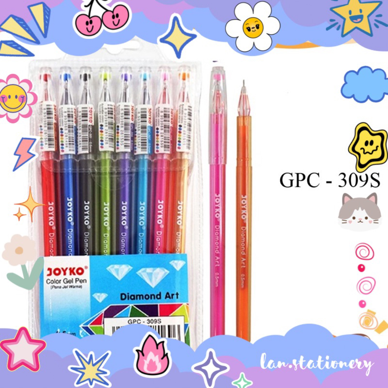 

Joyko Gel Pen Warna Diamond GPC-309S / GPC 309 Art Set isi 8 Pulpen Unik Murah
