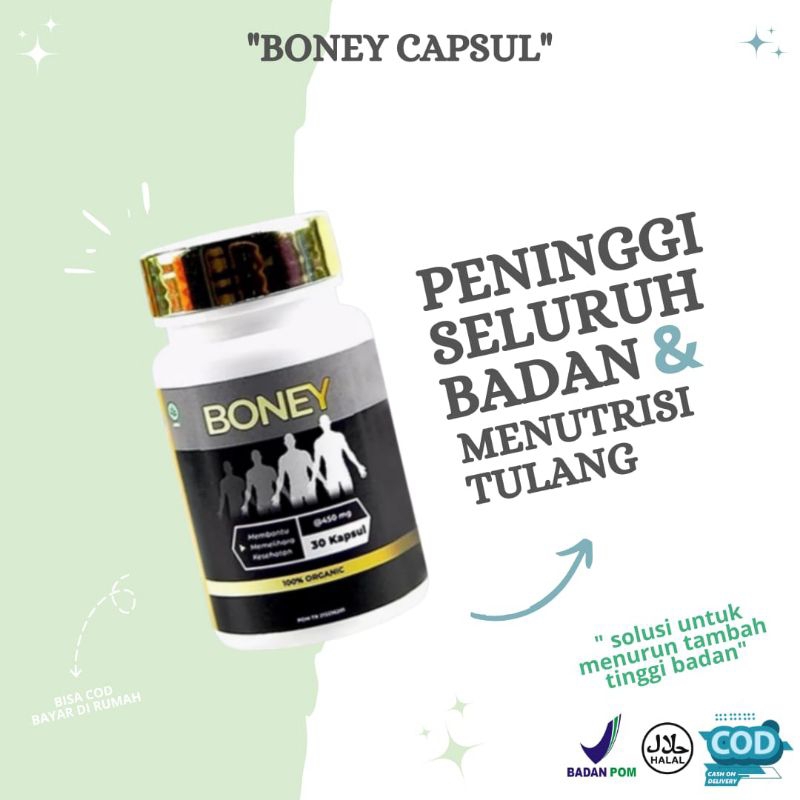BONEY KAPSUL PENINGGI HERBAL/ NAIK 5-15CM / SUPLEMEN PENINGGI BADAN / BONEY KAPSUL ORIGINAL / PENAMB