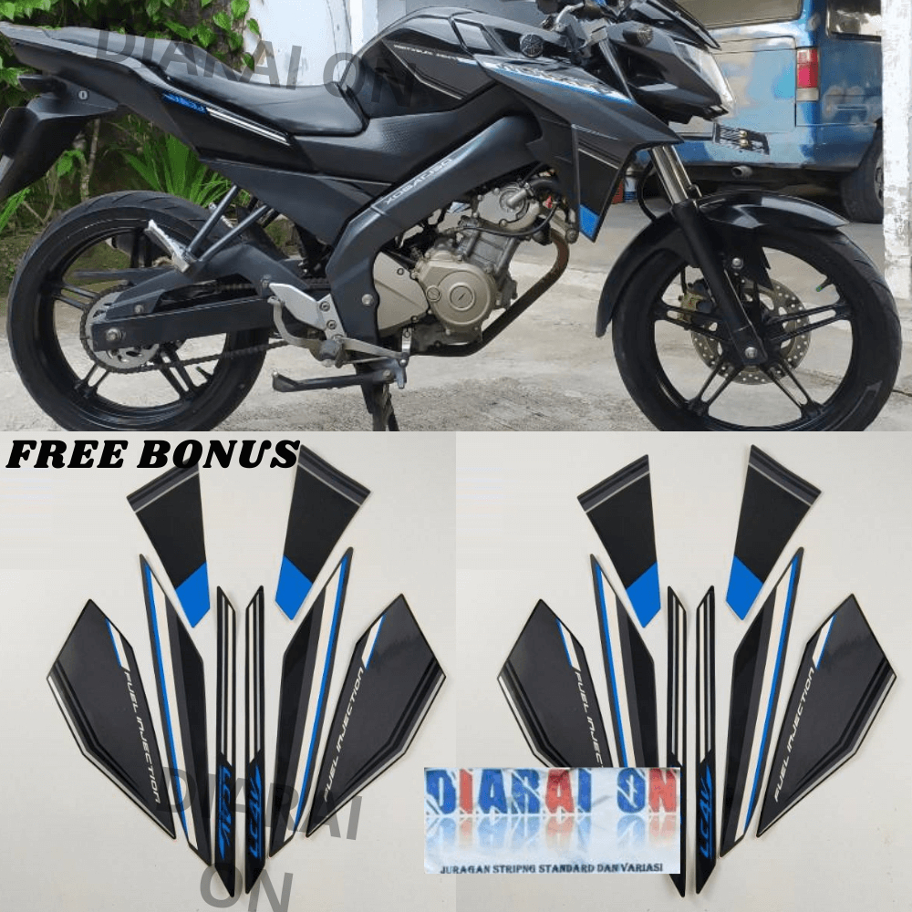 Striping Stiker Yamaha Vixion 2015 - New Vixion Advance NVA Hitam Biru Murah