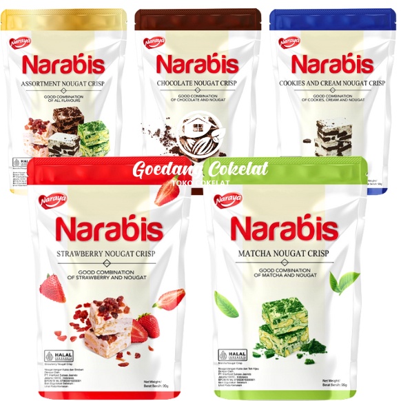 

Terdepan Naraya NARABIS Chocolate Strawberry Matcha Cookies Cream Assortment Nougat Crisp 9g